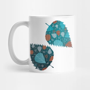 Floral Orange Blue Aspen Tree Leaves Mug